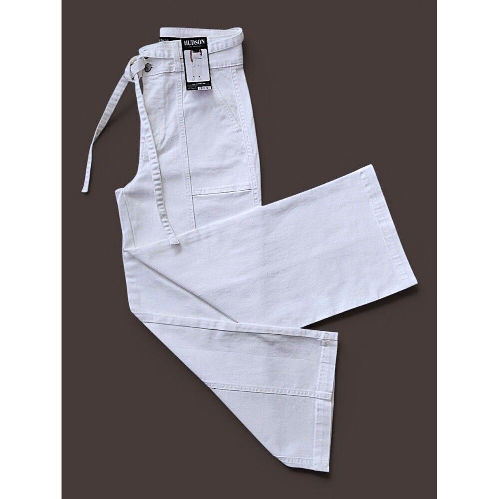 HUDSON Women's Wide-Leg Belt Mid-Rise White Jeans Size 10/30 (Medium)Trendy Pant - Picture 2 of 13